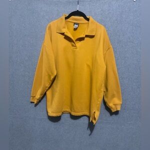 VINTAGE Honors Mustard Yellow Oversized Polo Sweatshirt XL Grandpa Core Retro